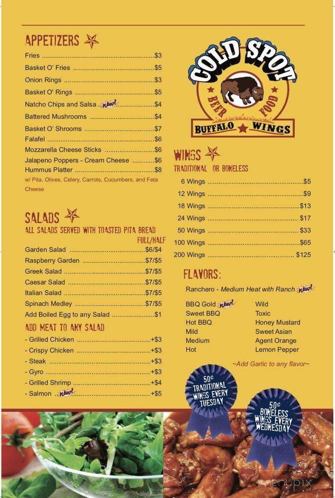 Cold Spot - Cross Lanes, WV menu_pic