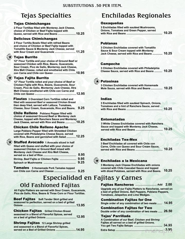 TEJAS Mexican Grill - Bells, TX menu_pic