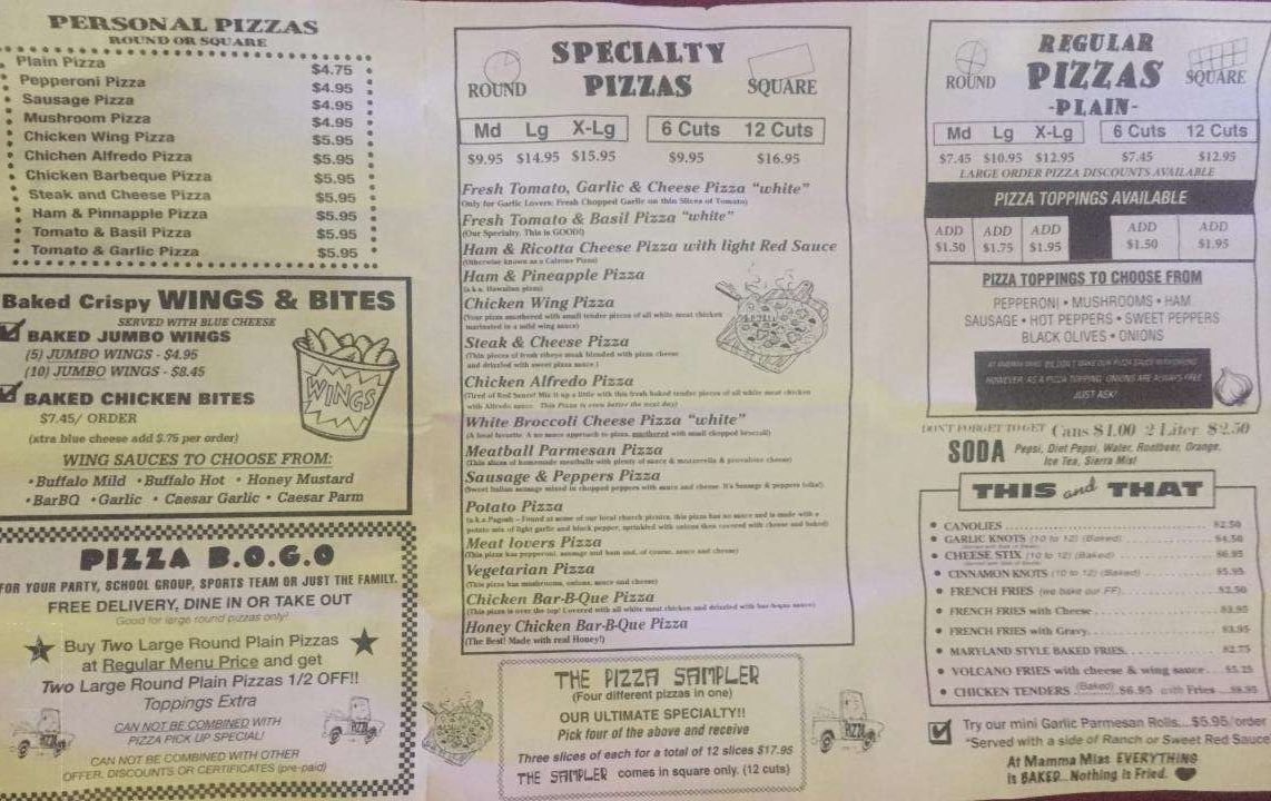 Mamma Mia's Pizza Delivery - Scranton, PA menu_pic