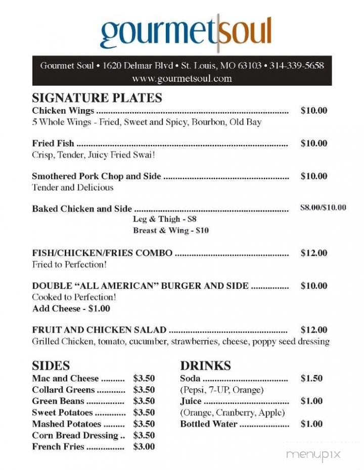 Gourmet Soul Restaurant and Catering - Saint Louis, MO menu_pic