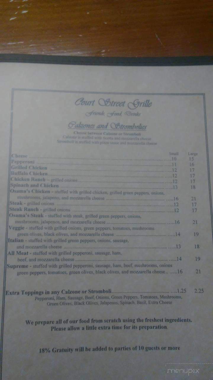 Court Street Grille - Hickory, NC menu_pic