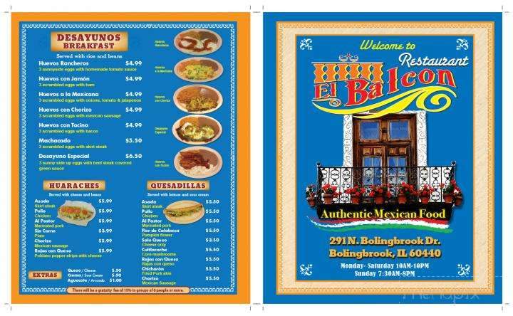 El Balcon Restaurant - Bolingbrook, IL menu_pic