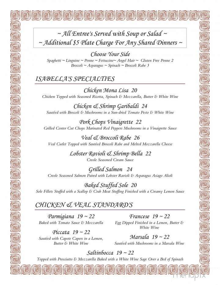 Isabella's Bistro - Englewood, FL menu_pic