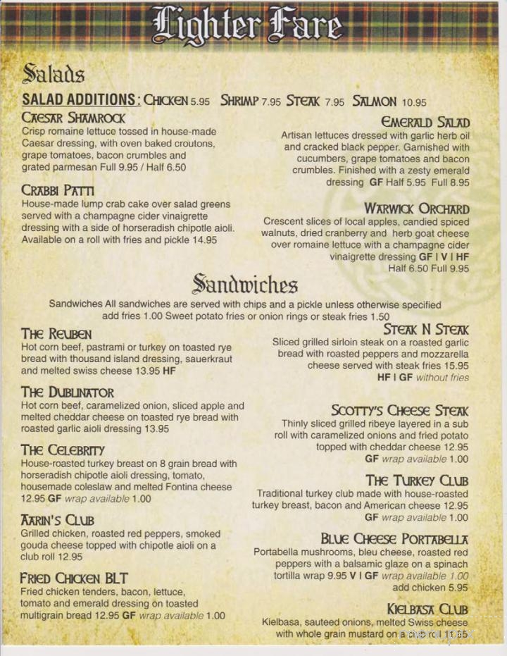 Blarney Station - Warwick, NY menu_pic