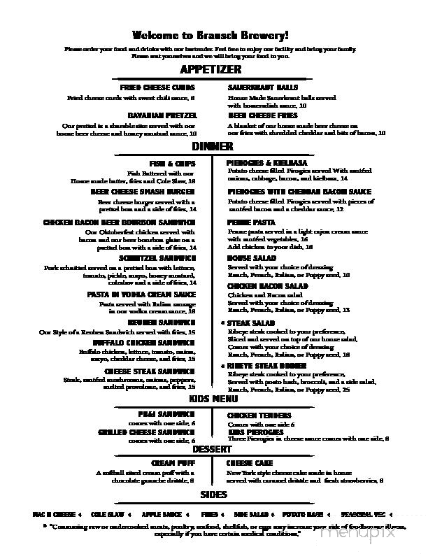Brausch Brewery - Wilmington, OH menu_pic