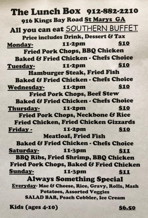 The Lunchbox - St Marys, GA menu_pic