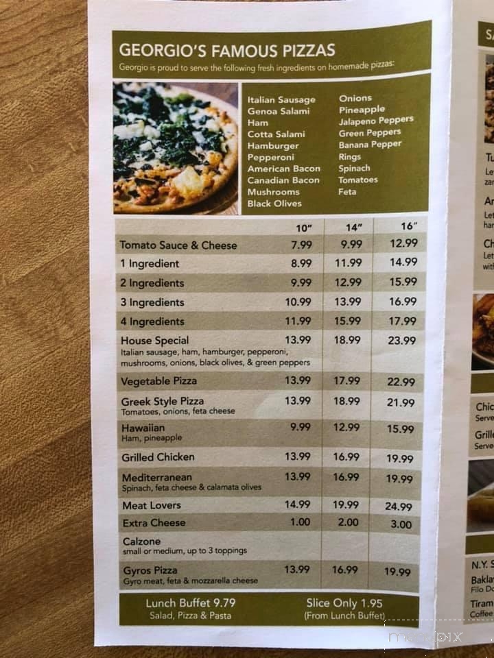 Georgio's II Famous Pizza - Shaw AFB, SC menu_pic