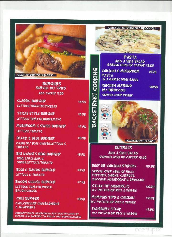 Backstreet Bar & Grill - Hudson, NH menu_pic