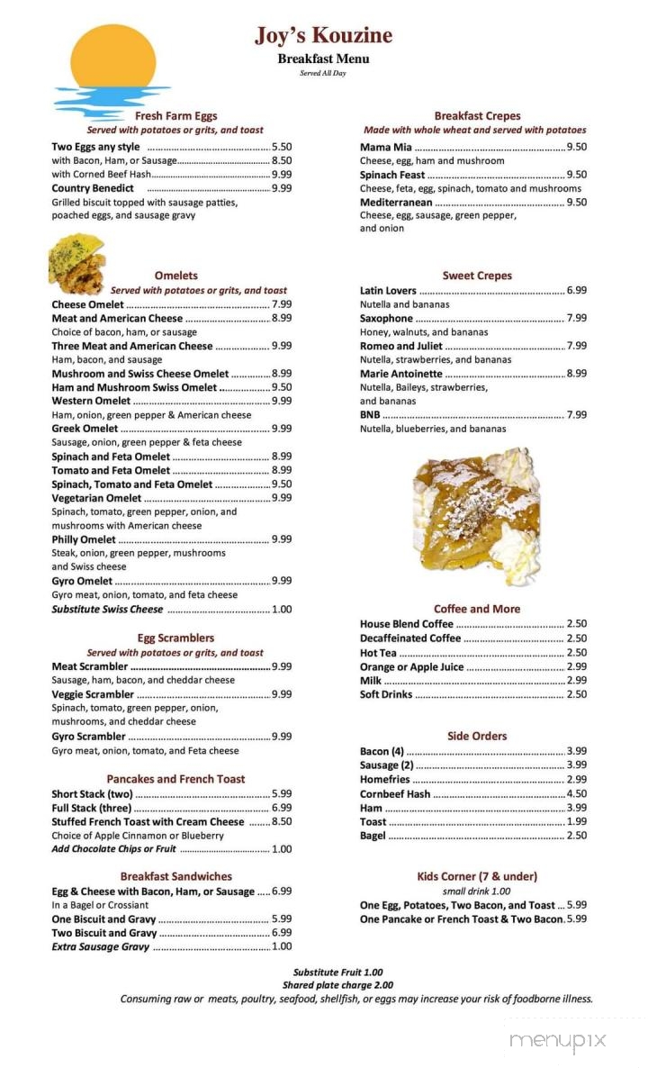 Joy's Kouzine - North Venice, FL menu_pic