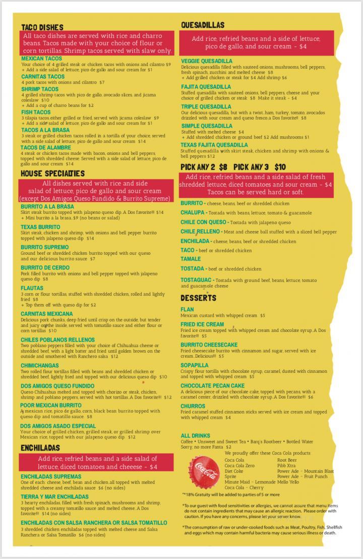 Dos Amigos - Madison, GA menu_pic