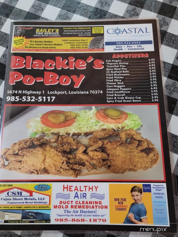 Blackie's Po-Boy Shop - Lockport, LA menu_pic