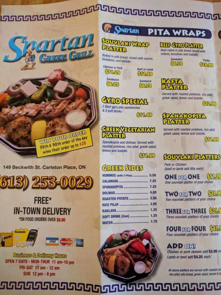 Spartan Pizzeria - Perth, ON menu_pic