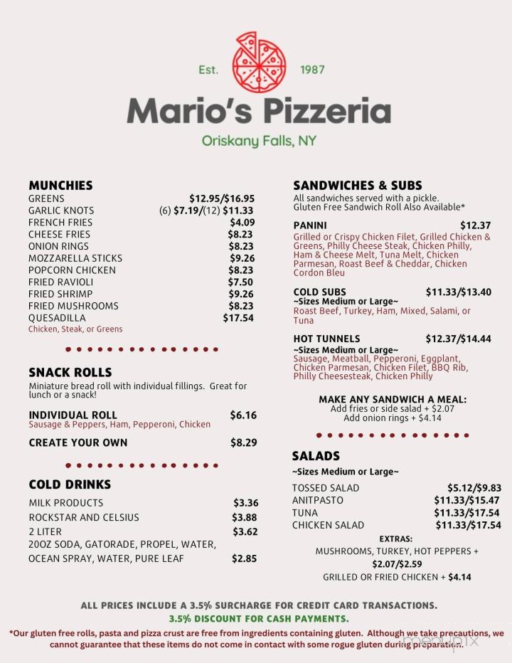 Mario's Pizzeria - Oriskany Falls, NY
