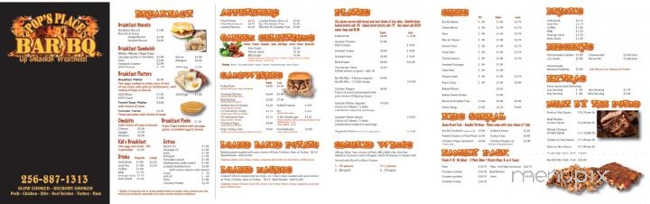 Pop's Place Bar B Q - Hanceville, AL menu_pic