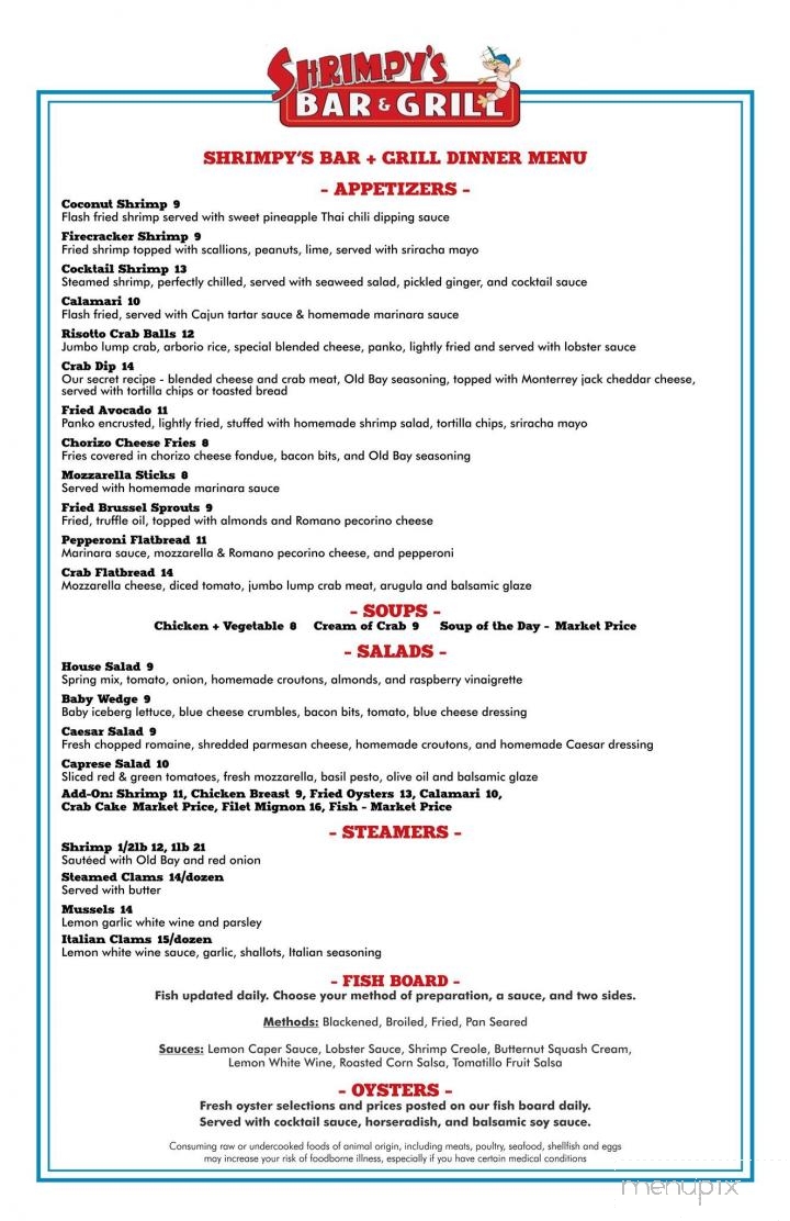 Shrimpy's Bar & Grill - Rehoboth Beach, DE menu_pic