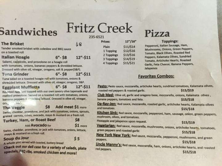 Fritz Creek Pizza - Homer, AK menu_pic