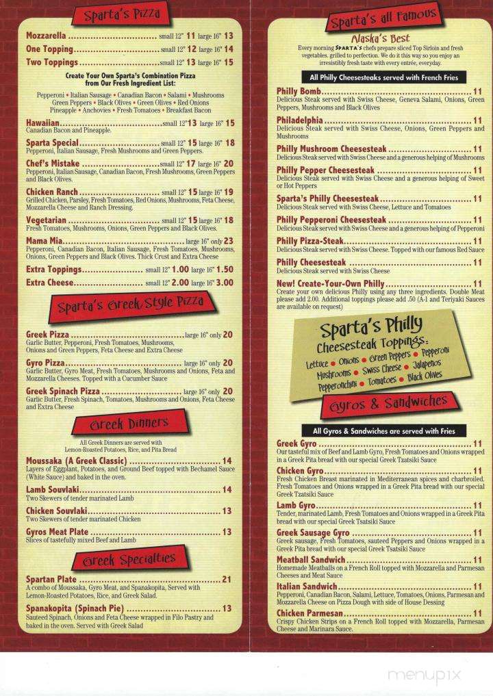Sparta Pizza - Anchorage, AK menu_pic