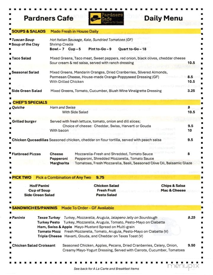 Pardners Cafe - Cody, WY menu_pic