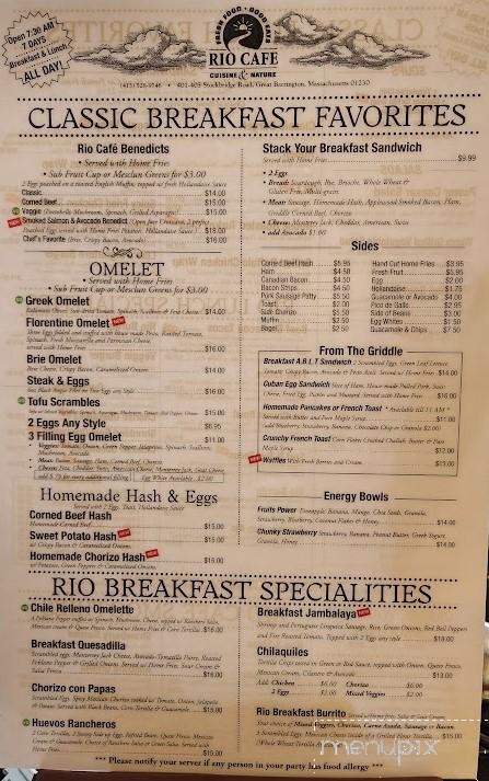 Rio Cafe - Great Barrington, MA menu_pic
