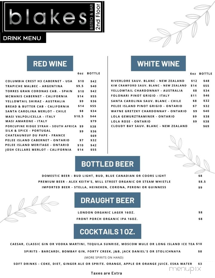 Blakes Bistro - London, ON menu_pic