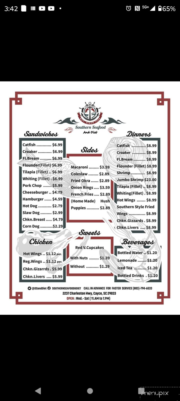 Southern Seafood & Diet - Cayce, SC menu_pic