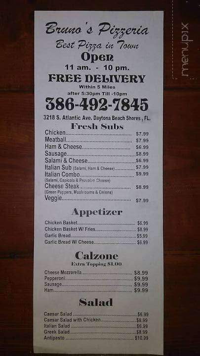 Bruno's Pizza - Daytona Beach, FL menu_pic