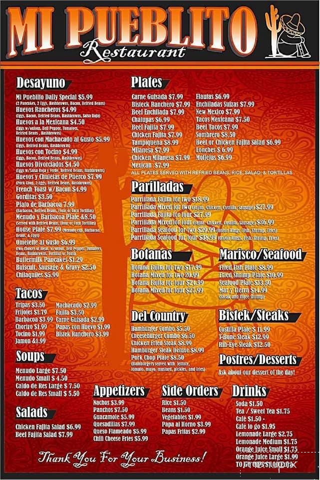 Mi Pueblito Restaurant - Raymondville, TX menu_pic