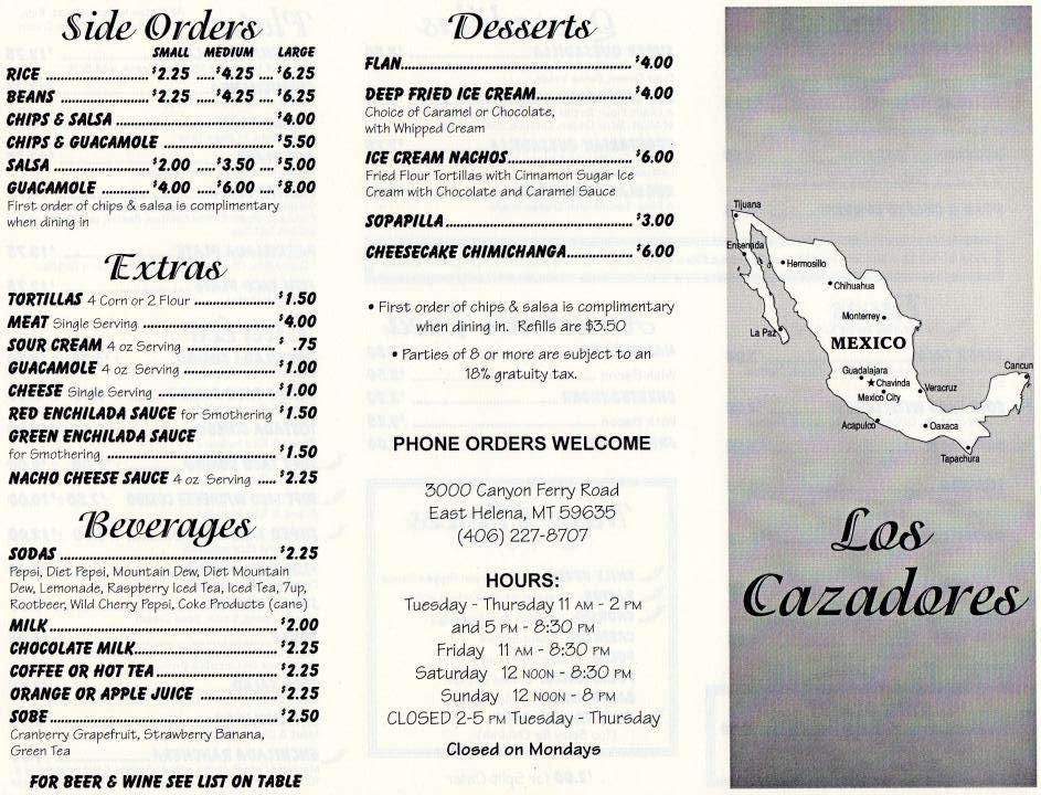 Los Cazadores - East Helena, MT menu_pic