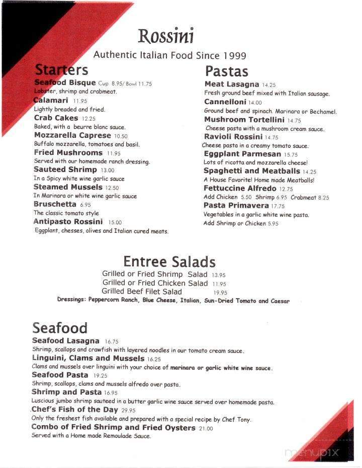 Rossini Cucina Italiana - Ridgeland, MS menu_pic