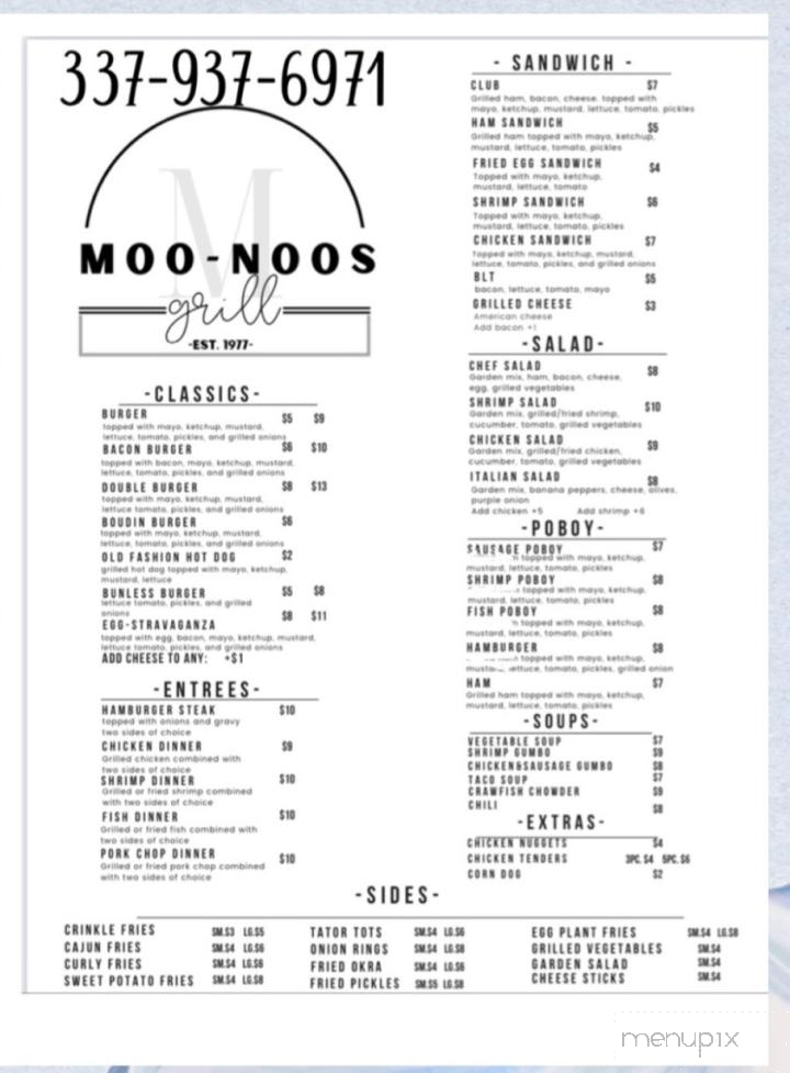Moo-Noo's Grill - Erath, LA menu_pic