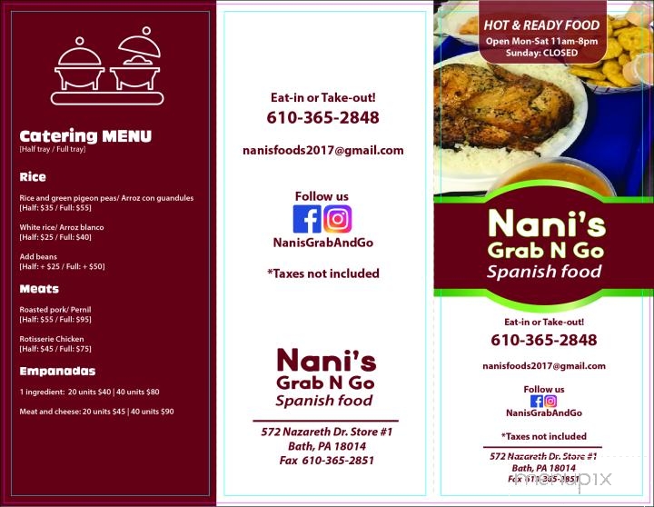 Nani's Grab and Go - Bath, PA menu_pic