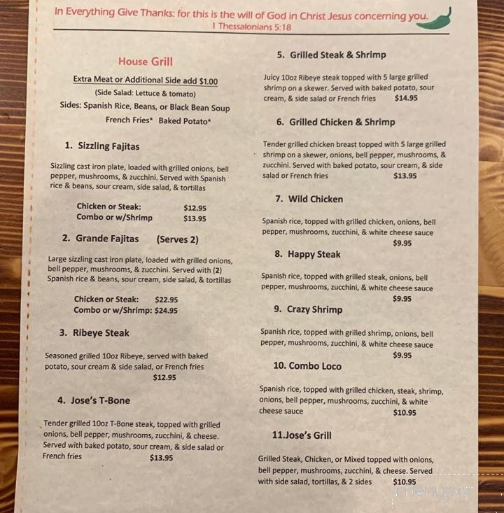 Jose's Restaurant and Grill - Magee, MS menu_pic