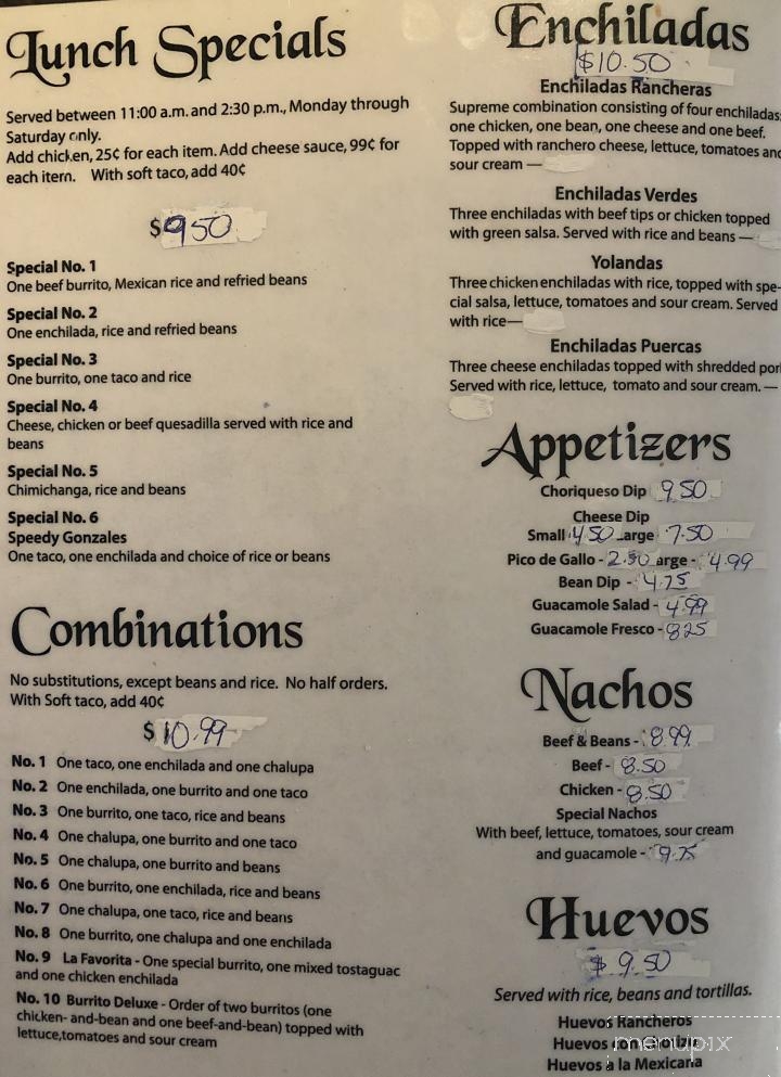 Lozano's Fiesta Authentic Mexican Grill - Newberry, SC menu_pic