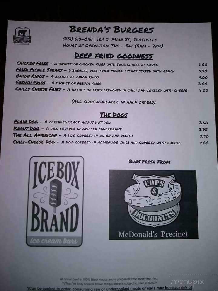 Brenda's Burgers - Scottville, MI menu_pic
