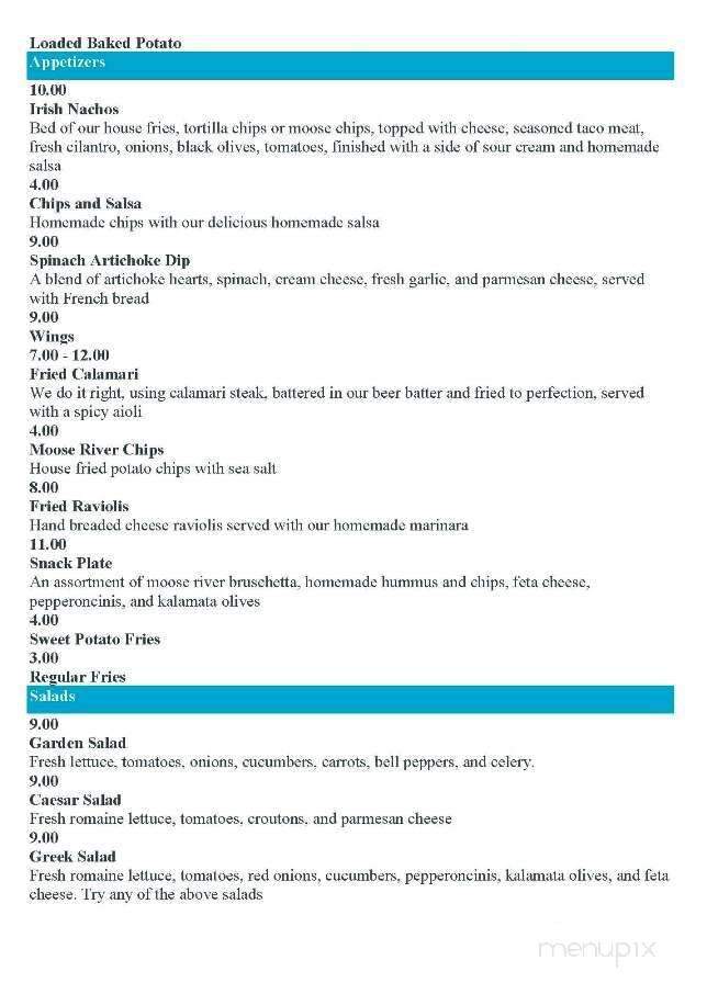 Moose River Bar Grill - Seeley Lake, Mt menu_pic