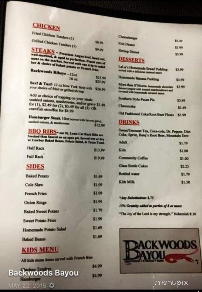 Backwoods Bayou - Brookhaven, MS menu_pic