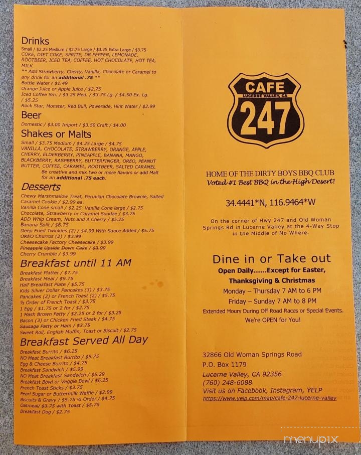 Cafe 247 - Lucerne Valley, CA menu_pic
