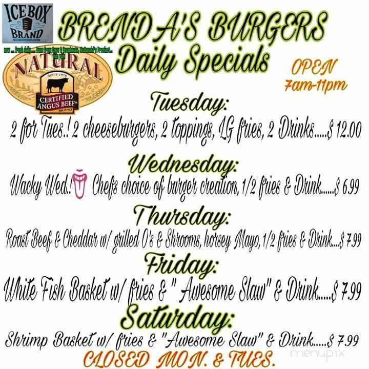 Brenda's Burgers - Scottville, MI menu_pic