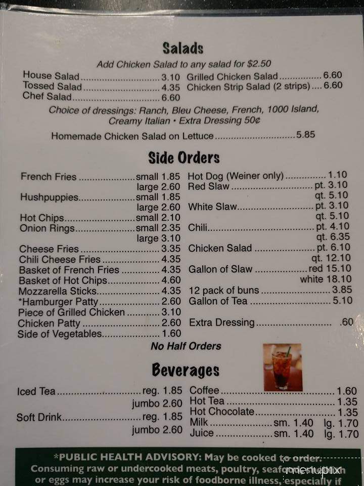 Badin Lake Family Restaurant - New London, NC menu_pic