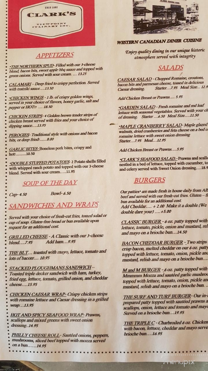 clarks menu cold lake