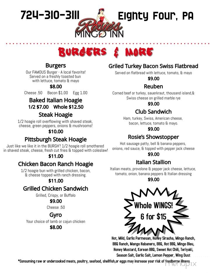 Mingo Inn - Eighty Four, PA menu_pic