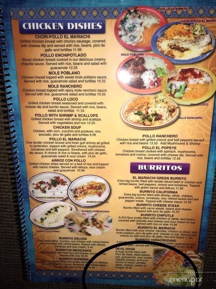 El Mariachi Mex Restaurant - Jacksonville, NC menu_pic