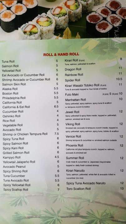 Kirari Sushi - Scarsdale, NY menu_pic