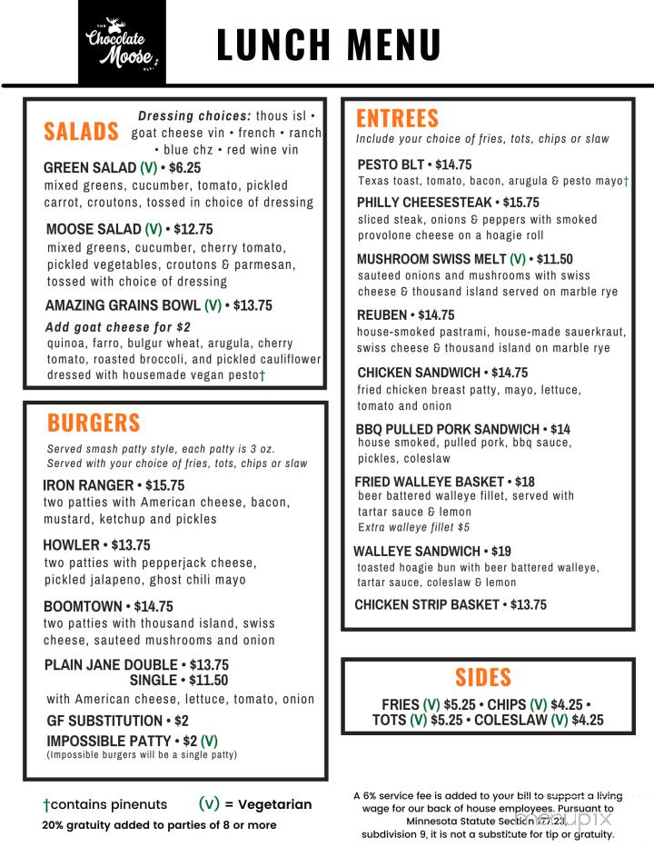 Chocolate Moose - Ely, MN menu_pic