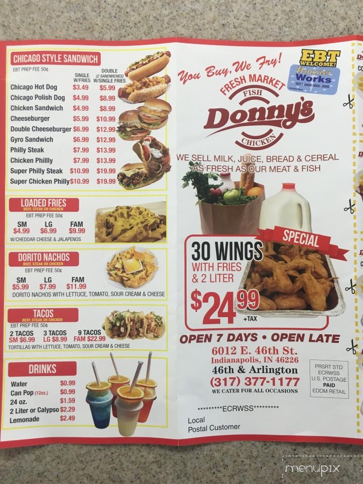 Donny's Fish and Chicken - Indianapolis, IN menu_pic