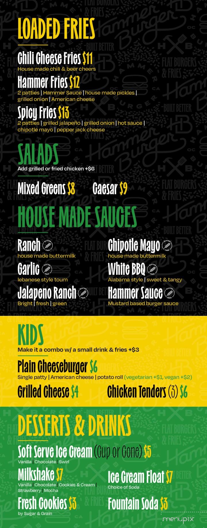 Hammer Burger - Santa Ana, CA menu_pic