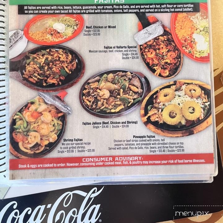 El Vallarta - Paris, TN menu_pic