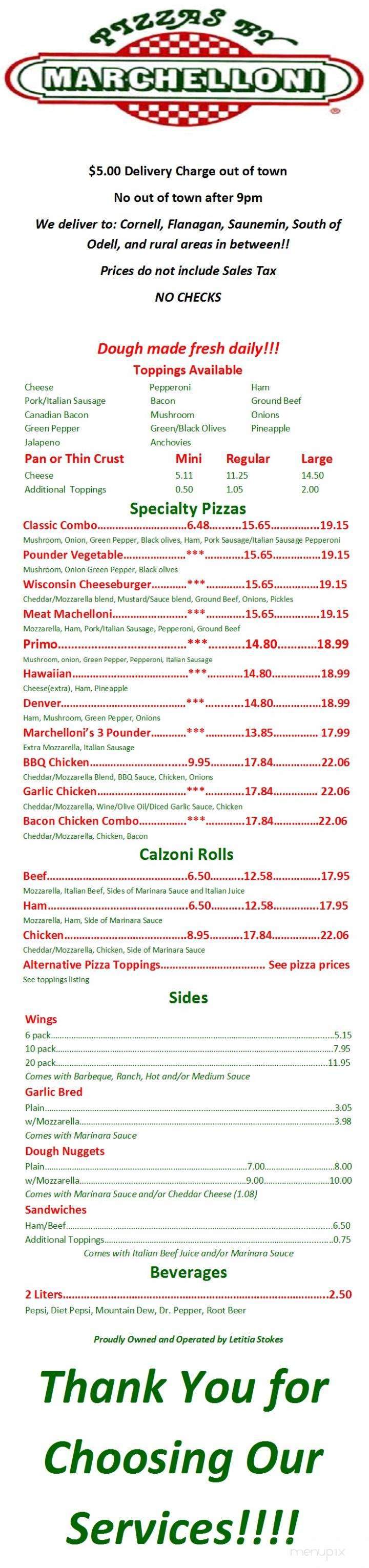 Pizza By Marchelloni - Pontiac, IL menu_pic