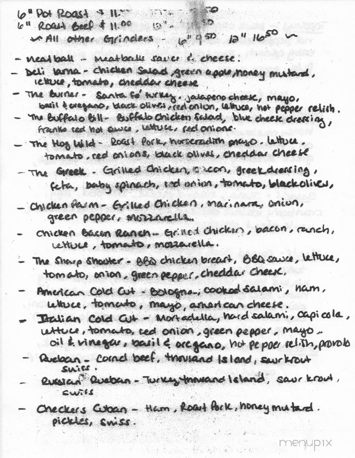 Checkers General Store and Deli - Belchertown, MA menu_pic