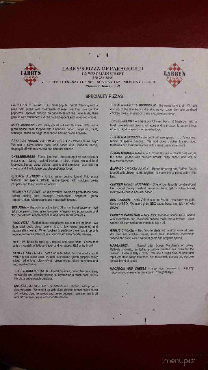 Larry's Pizza of Paragould - Paragould, AR menu_pic